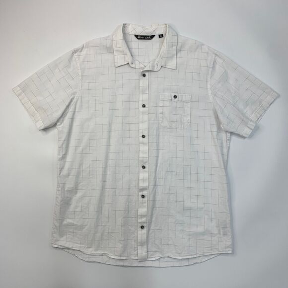 Travis Mathew Shirt Mens XXL White Windowpane Square Lightweight Cotton Button - Picture 2 of 10
